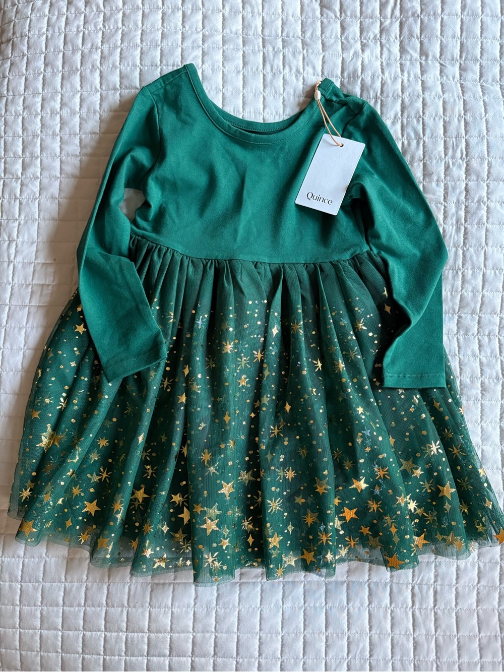 Like New Quince Shimmer Tulle Dress - Forest Green, 3T